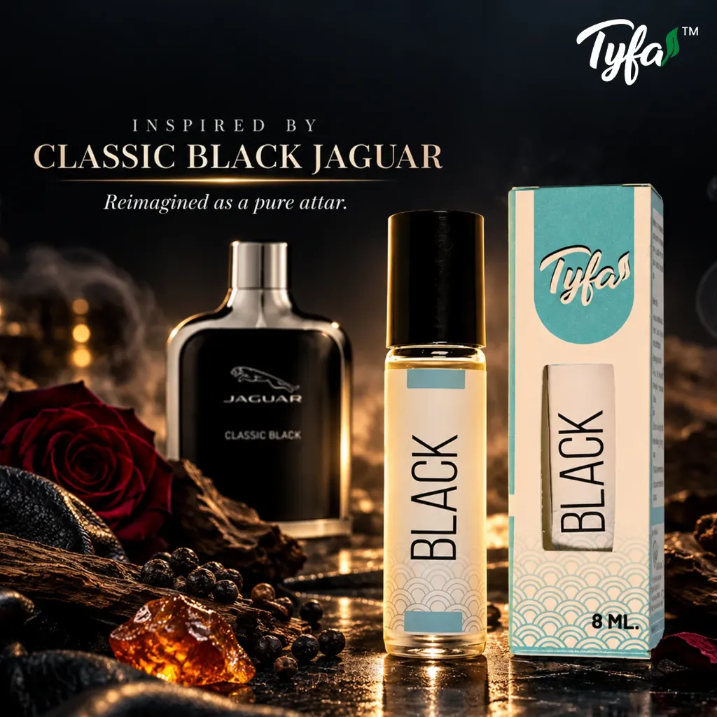 Tyfa Black Attar Roll-on | Inspired Classic Black J@guar | Bold | Luxurious | Slightly dangerous | 8ml