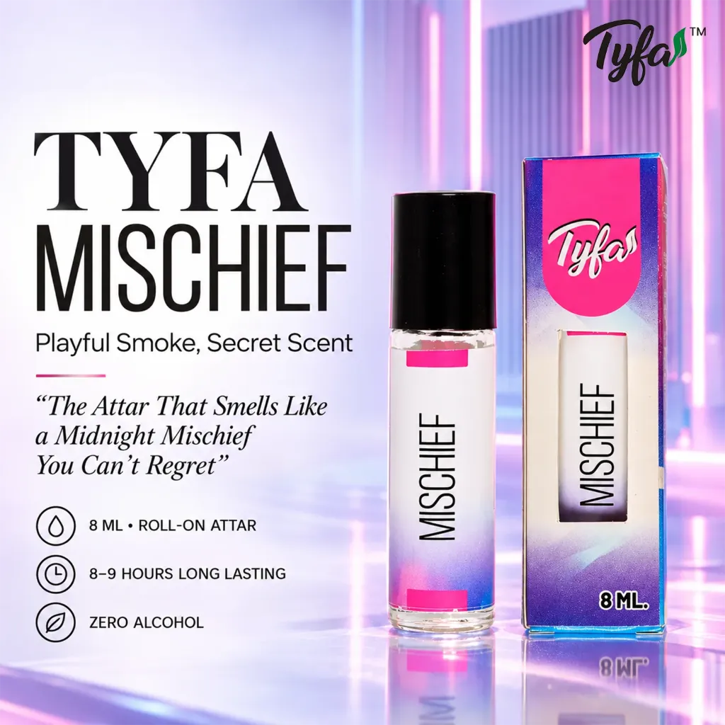 Tyfa Mischief Attar Roll-on | Evening Fragrance | Playful Smoke | Secret Scent | 8ml