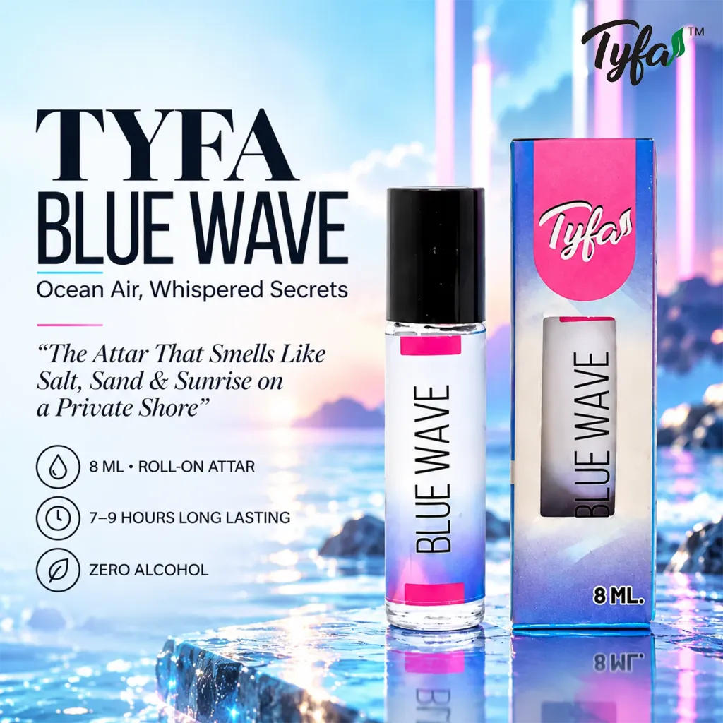Tyfa Blue Wave Attar Roll-on | Party Fragrance | Quiet power | Endless horizon | Pure freedom | 8ml